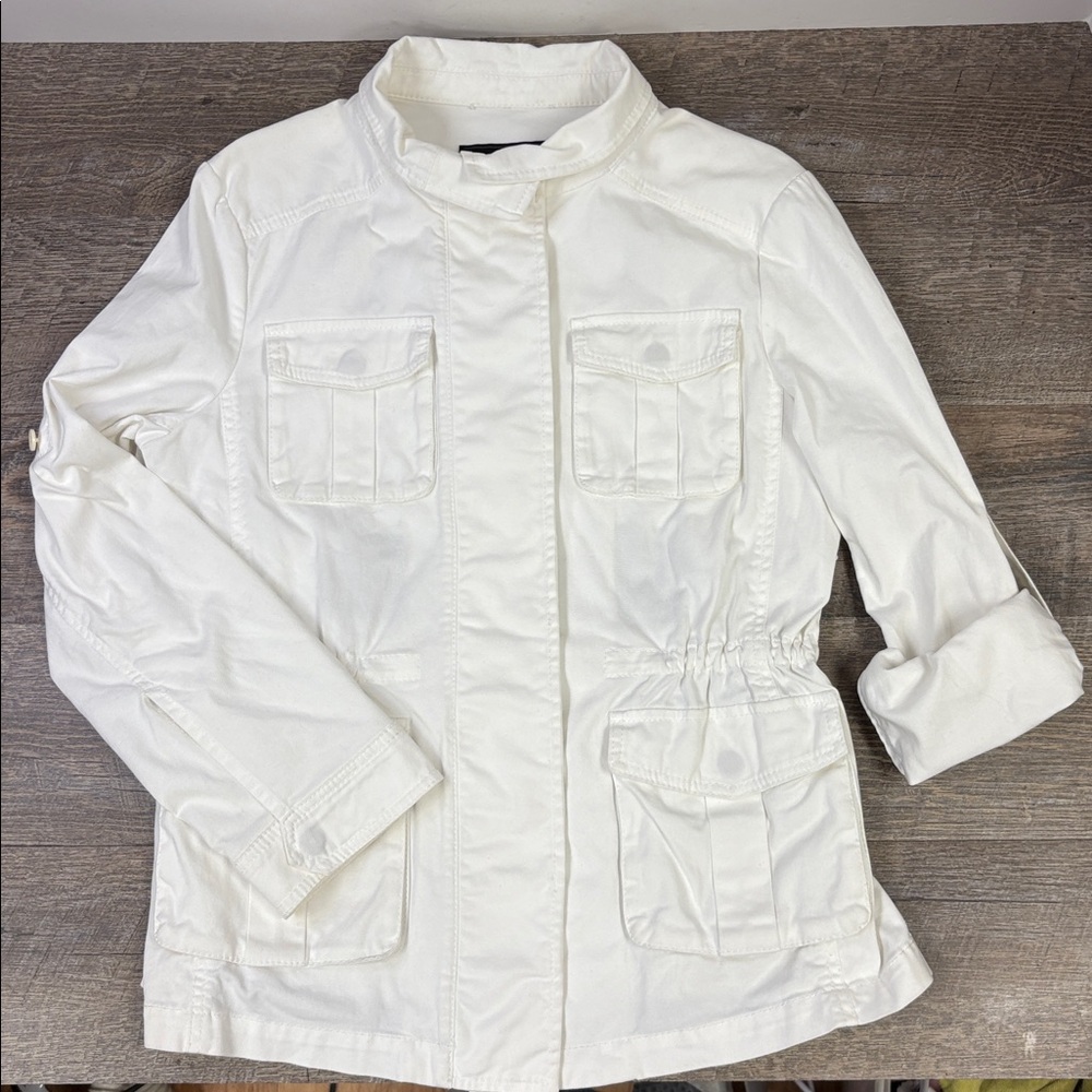 🤍 BCBGMAXAZRIA White Utility Jacket Size Large